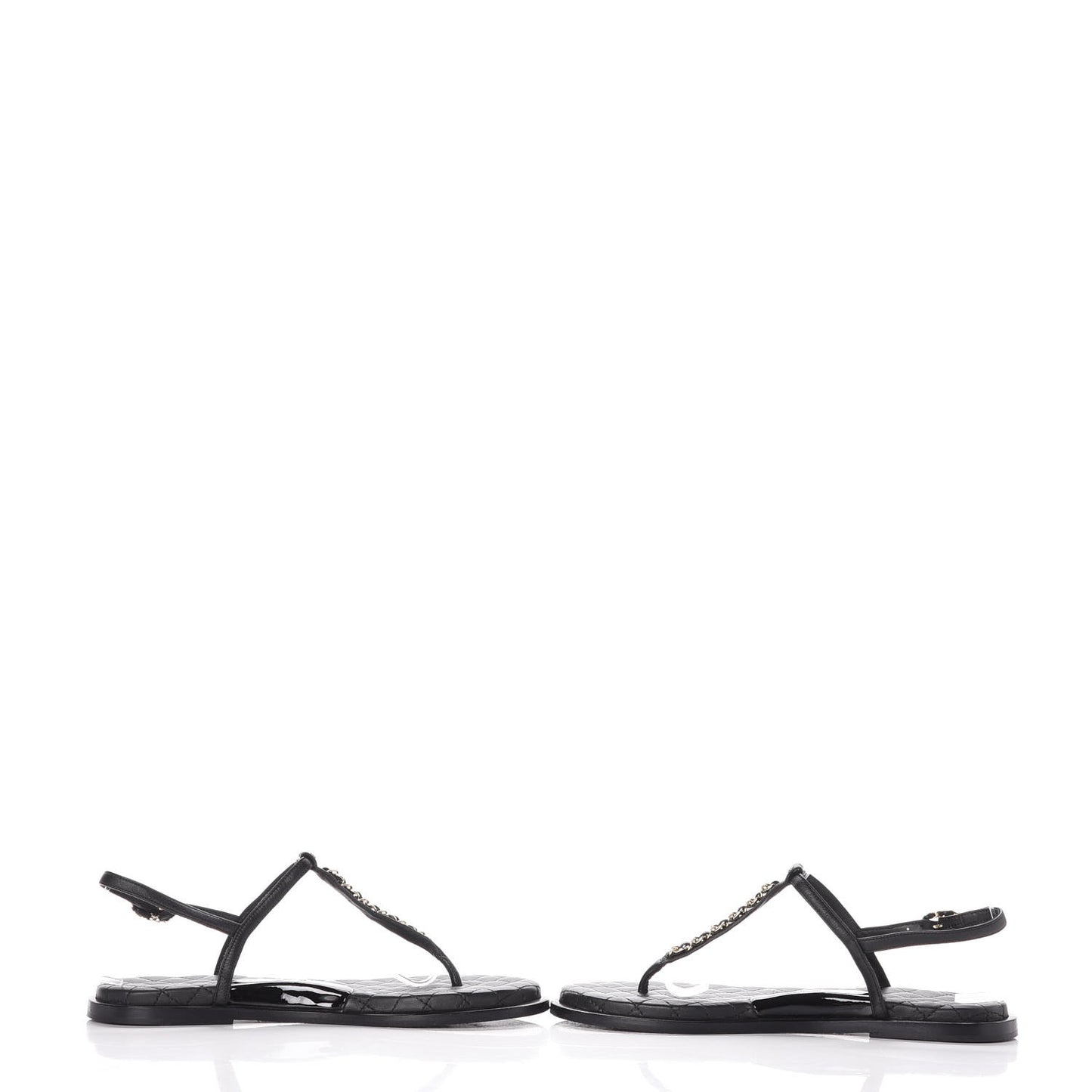 Lambskin CC Chain Thong Sandals 39 Black