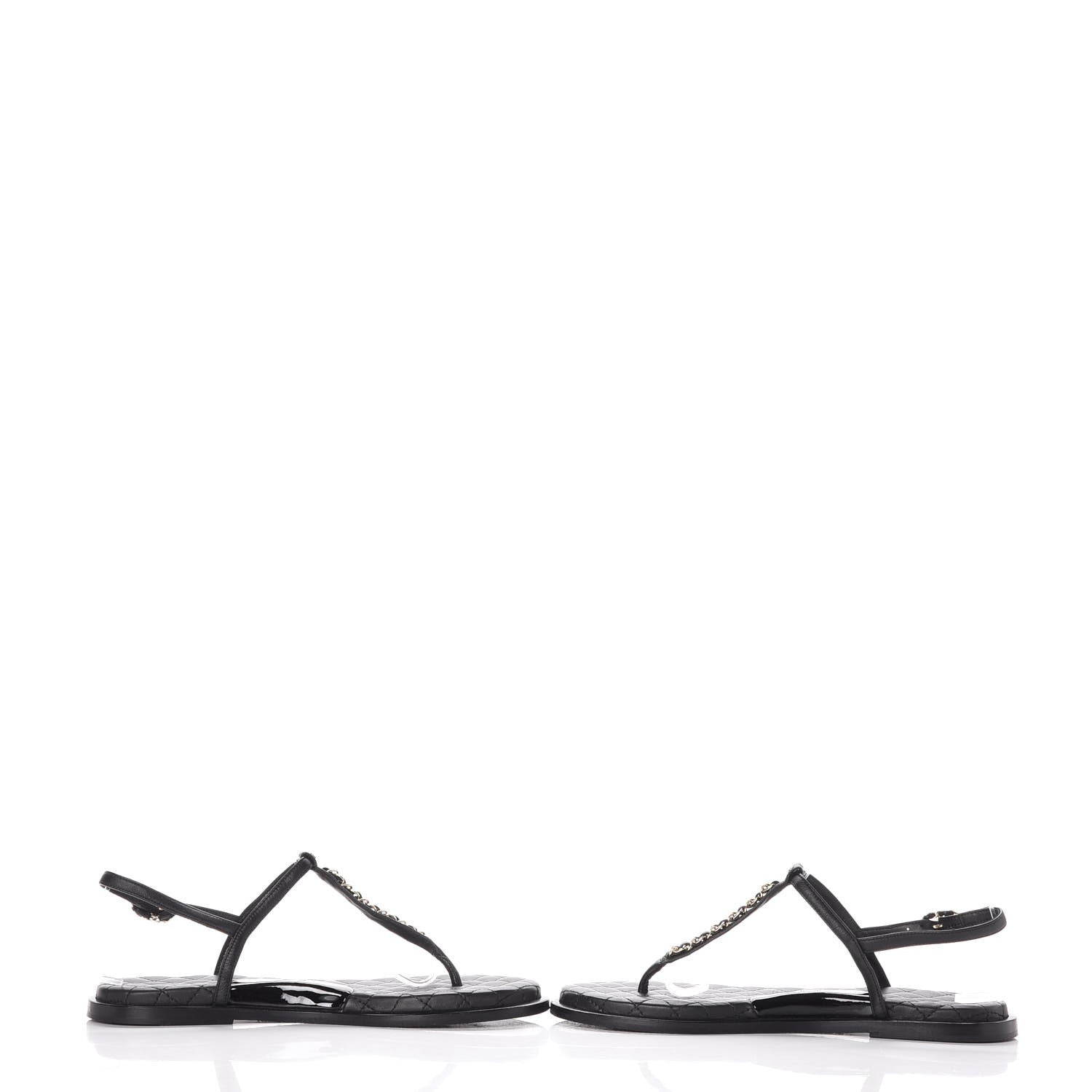 Chanel Lambskin CC Chain Thong Sandals 39 Black 6 of 9