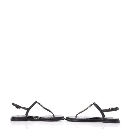 Chanel Lambskin CC Chain Thong Sandals 39 Black 6 of 9