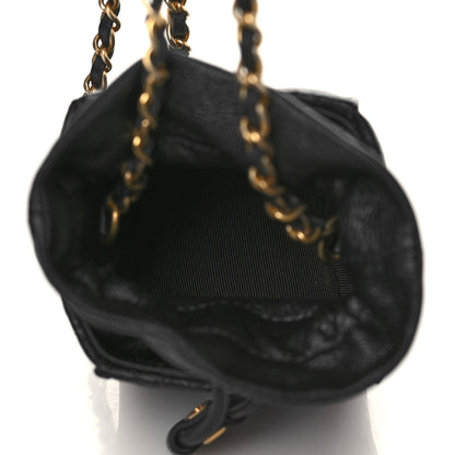 Chanel Calfskin Quilted Mini Drawstring Bucket Bag Black 4 of 10