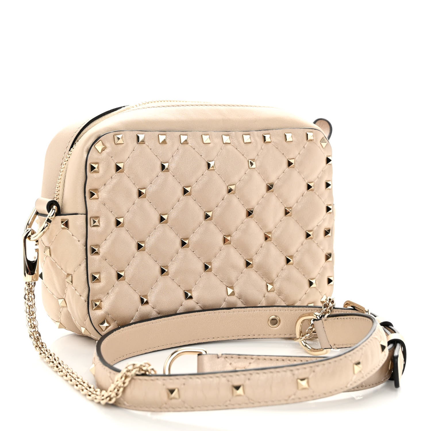 Valentino Garavani Nappa Rockstud Spike Camera Crossbody Bag Light Ivory 3 of 9