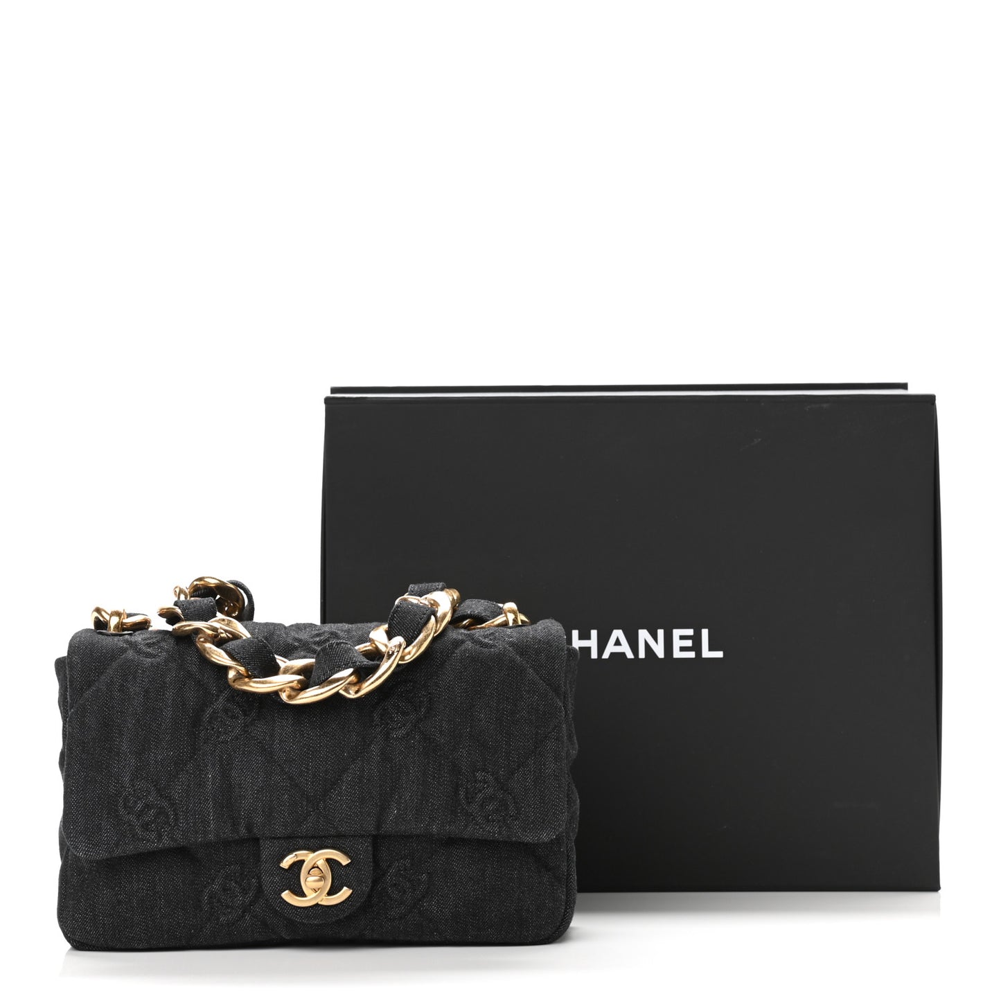 Denim Quilted Medium Funky Town Flap Black