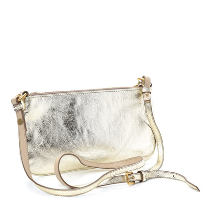 Saint Laurent Metallic Calfskin Monogram Pouch Gold 3 of 9