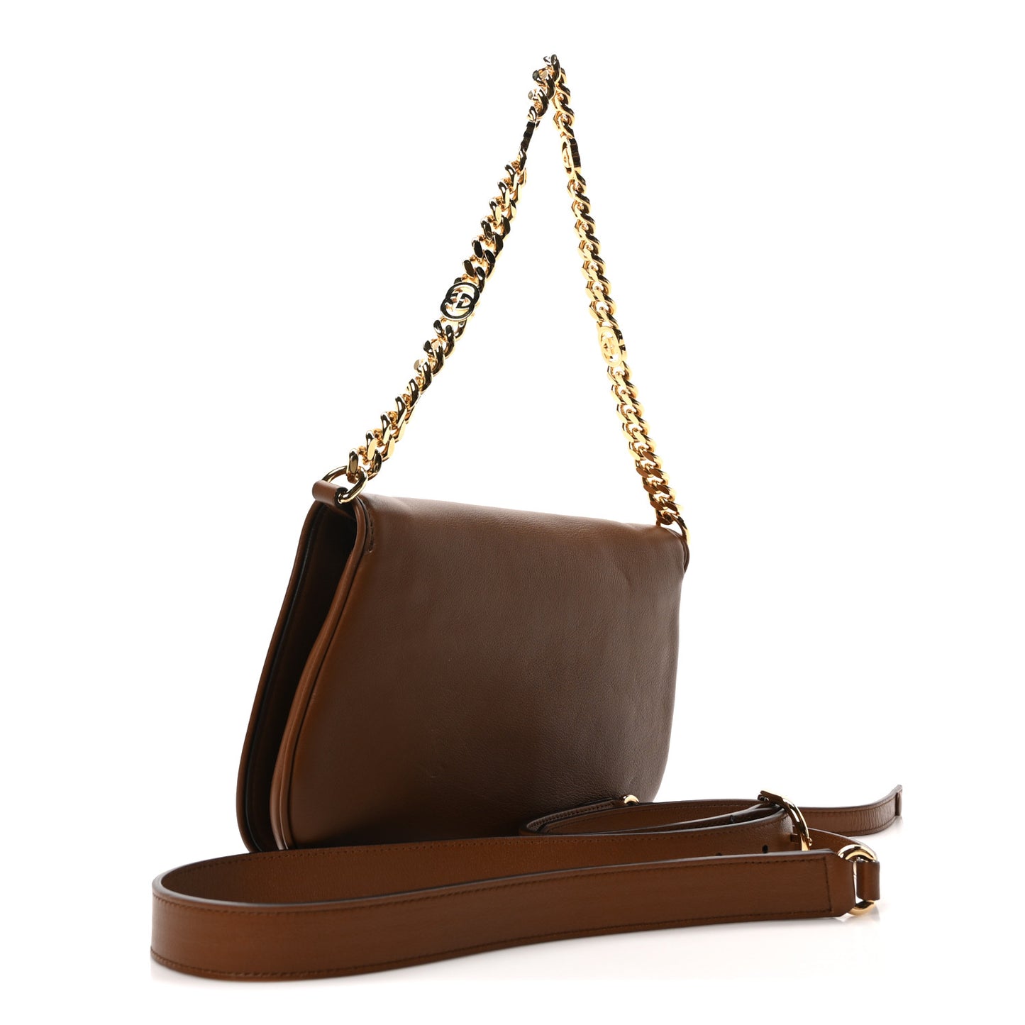 Roxy Calfskin Blondie Chain Shoulder Flap Bag Cuir