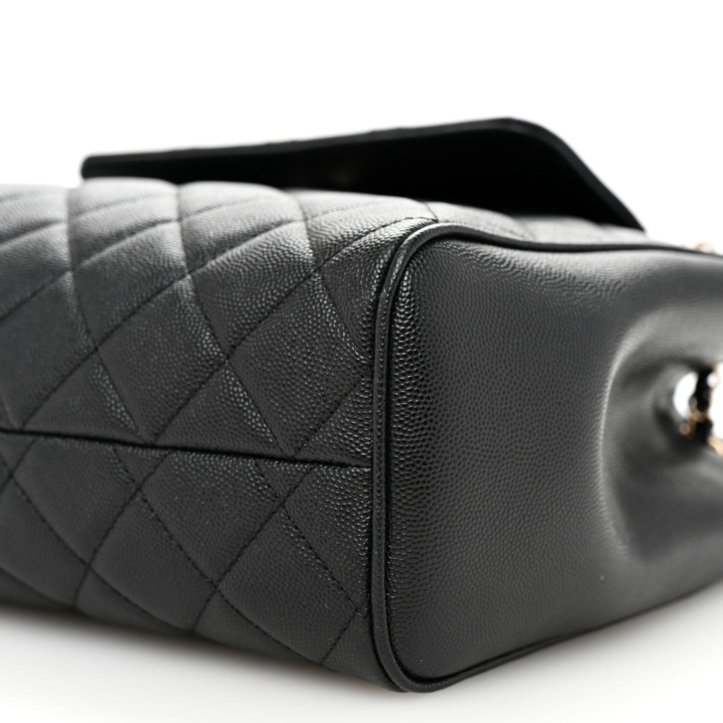 Caviar Quilted In Out Flap Shopping Tote Black
