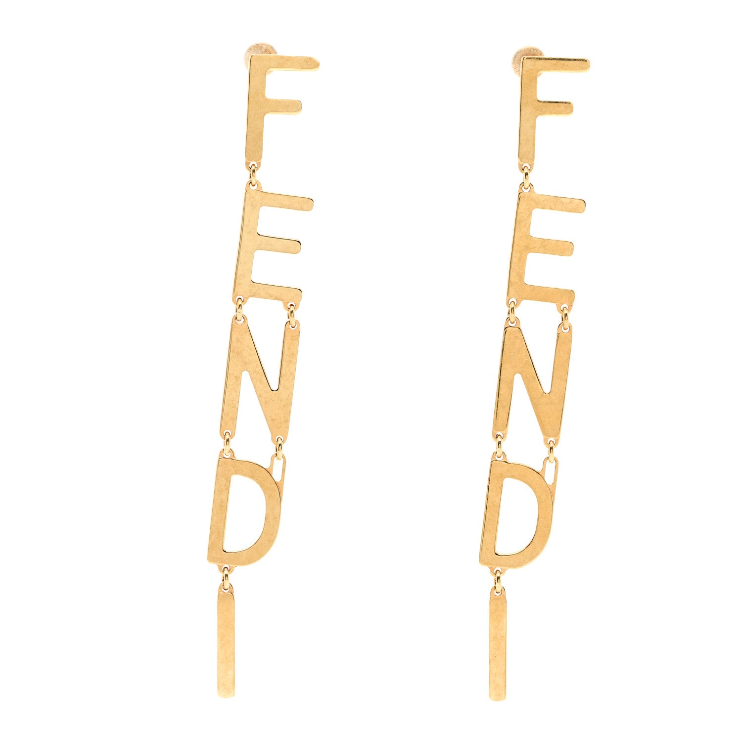Fendi Metal Signature Earrings Gold 1 of 6
