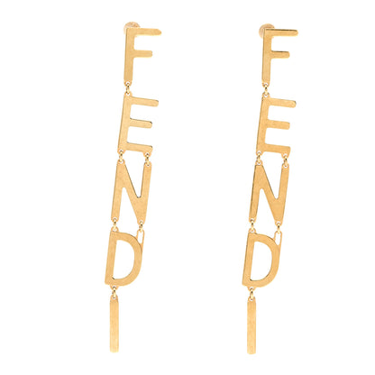Fendi Metal Signature Earrings Gold 1 of 6