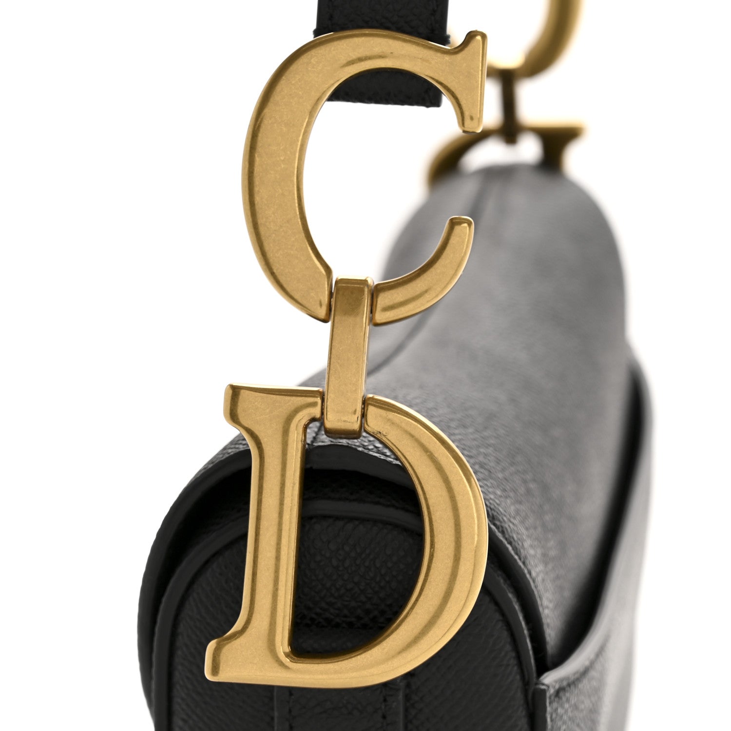 Christian Dior Grained Calfskin Saddle Bag Black 11 of 13