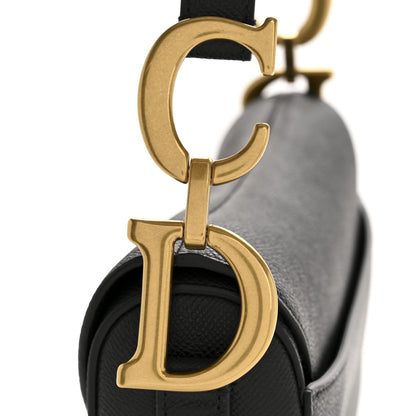 Christian Dior Grained Calfskin Saddle Bag Black 11 of 13