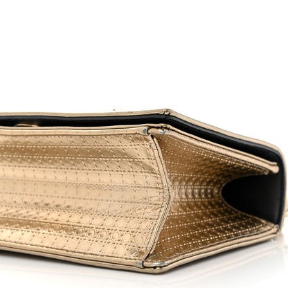 Christian Dior Metallic Patent Micro-Cannage Medium Diorama Flap Bag Gold 7 of 16
