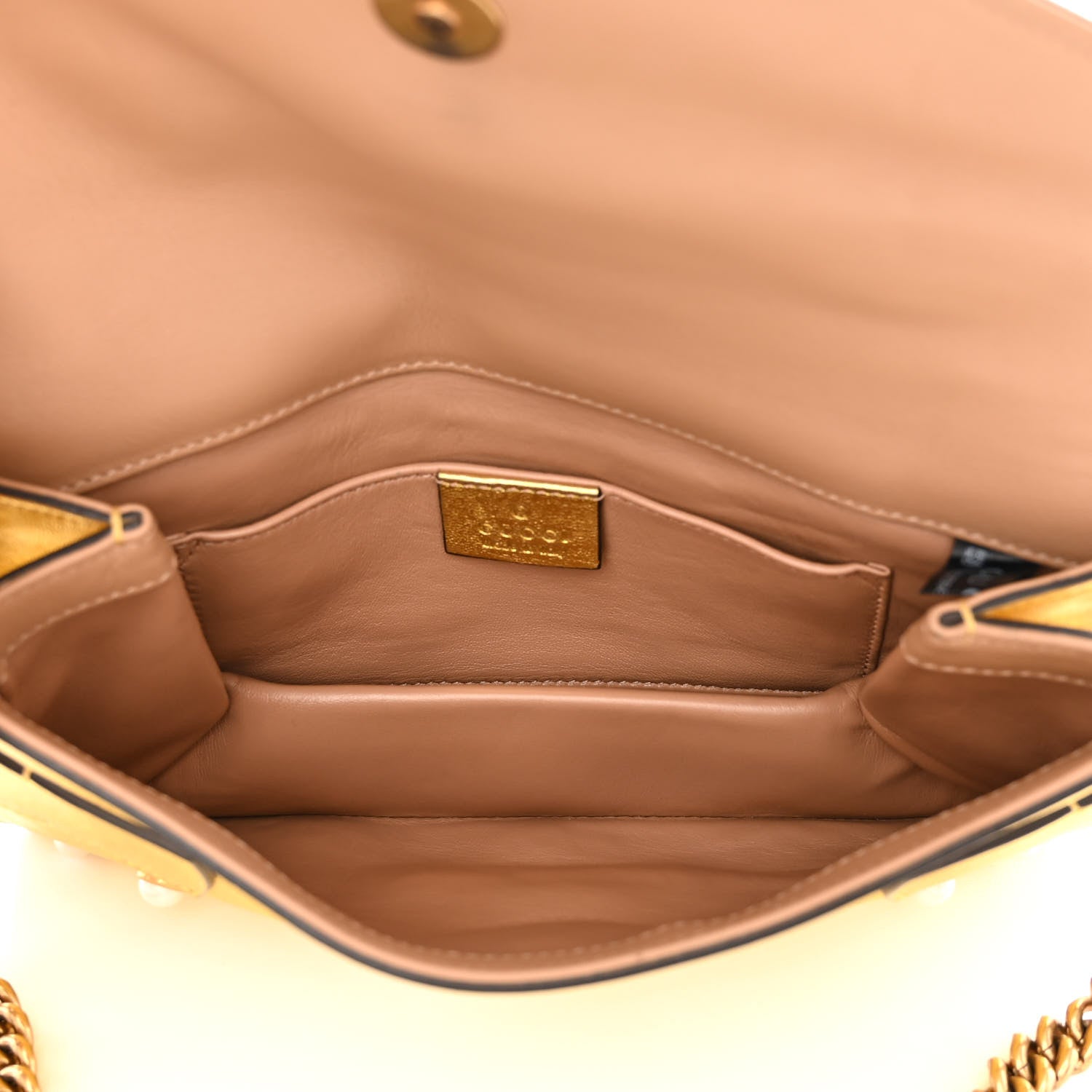 Gucci Metallic Nappa Pearl Studded Mini Queen Margaret Broadway Shoulder Bag Gold 5 of 16