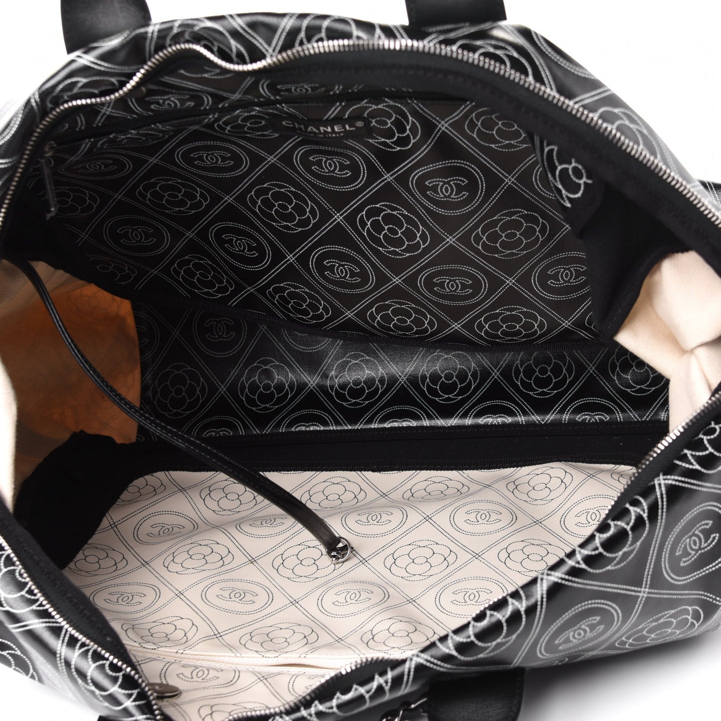 Coated Canvas Camellia Bowler Black Beige