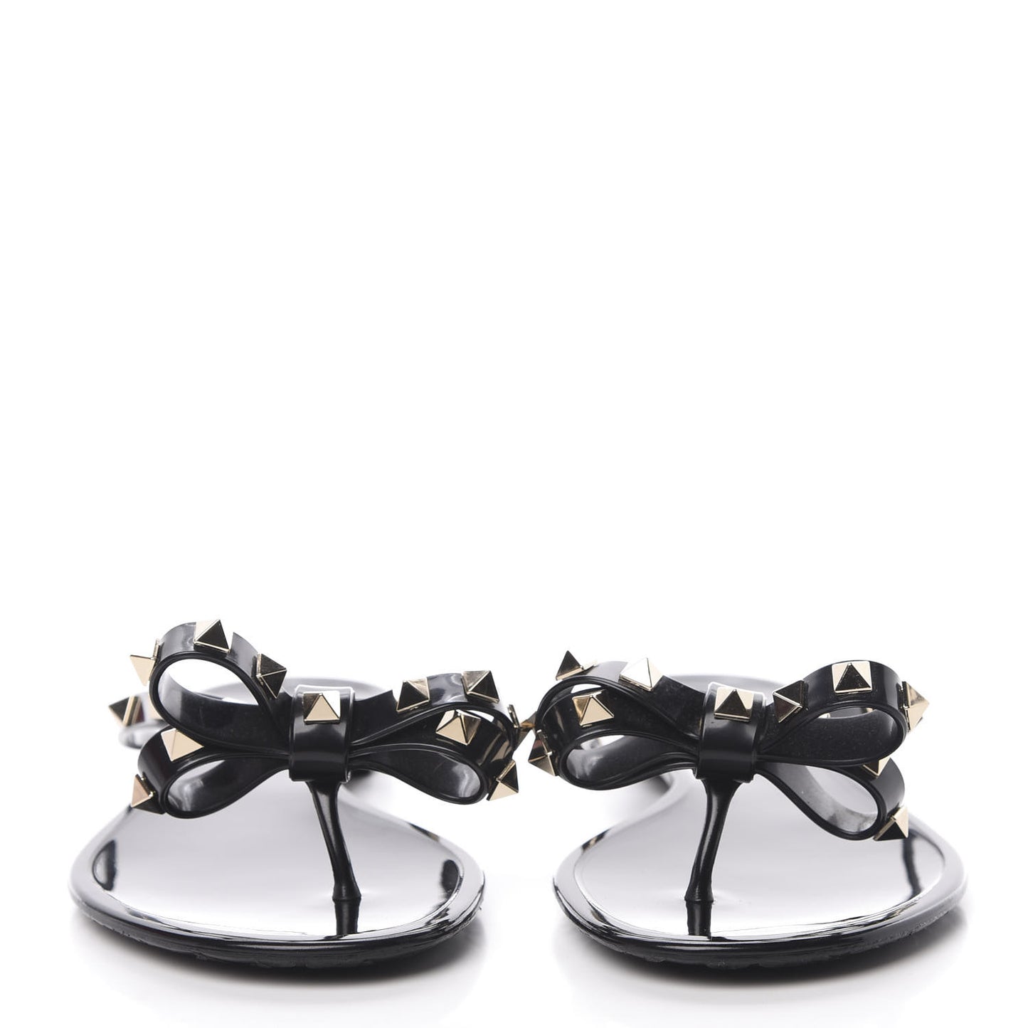 PVC Jelly Rockstud Bow Thong Sandals 37 Black