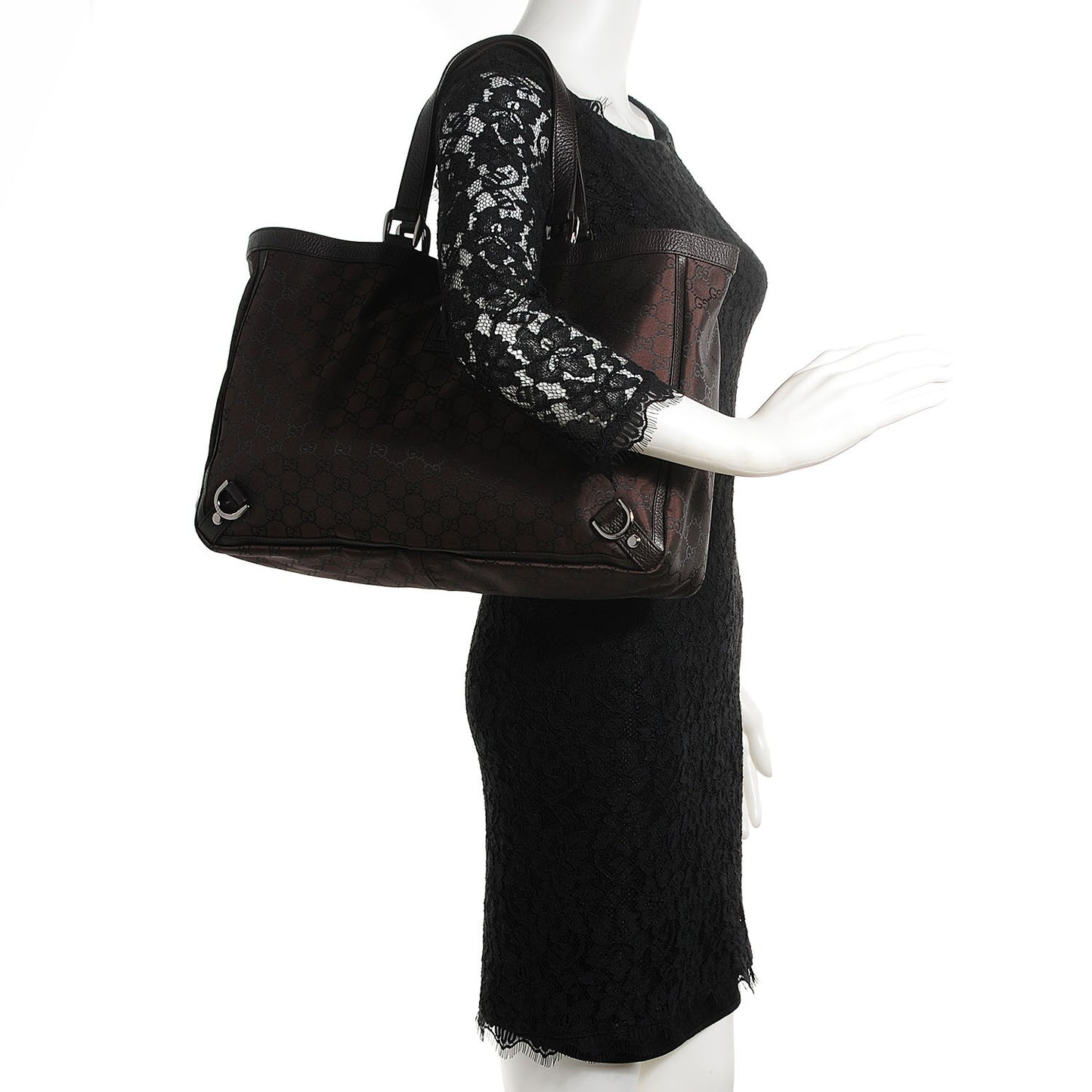 Satin Monogram Large Abbey Tote Brown