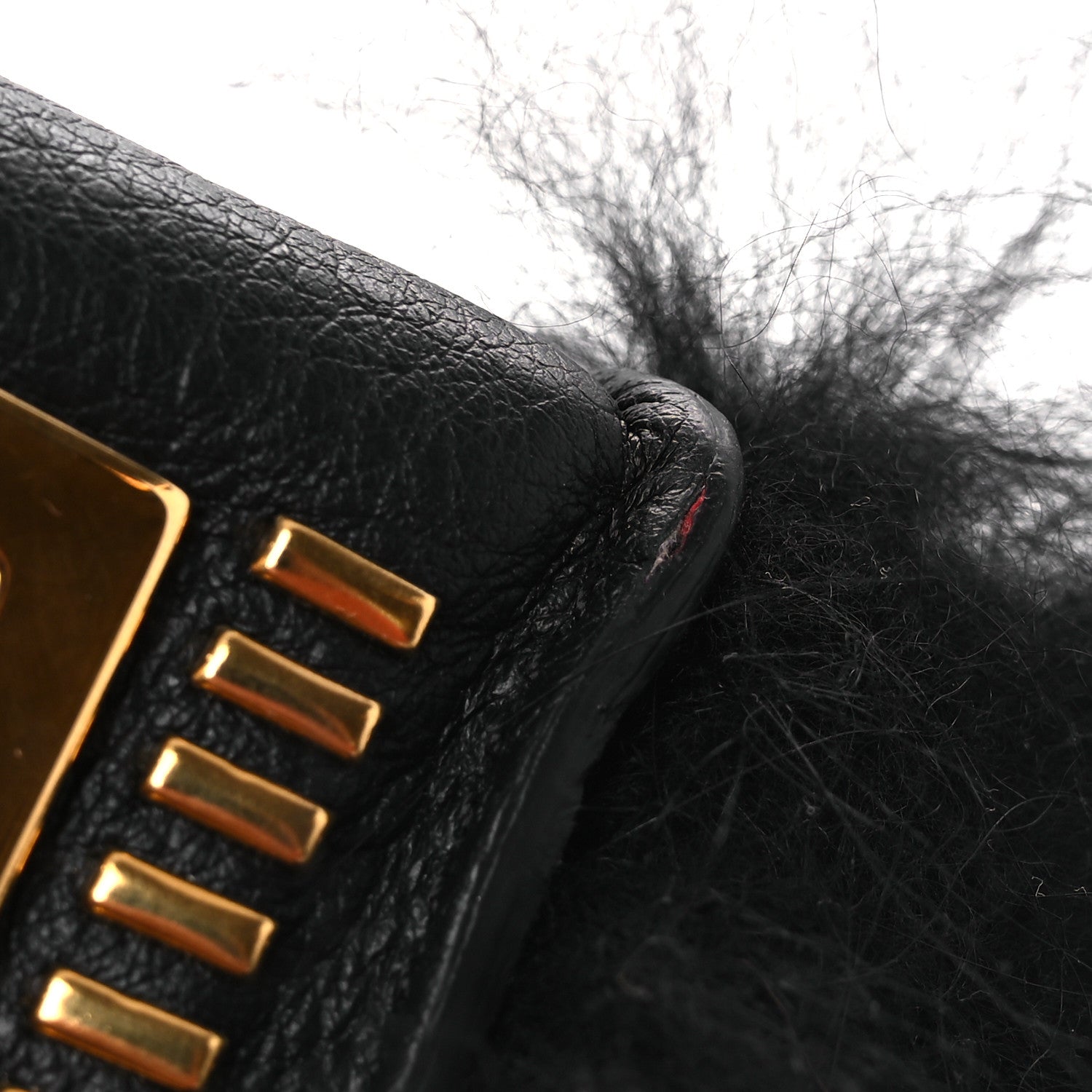 Fendi Fox Fur Calfskin Hypnoteyes Coin Purse Bag Bug Charm Black 5 of 8