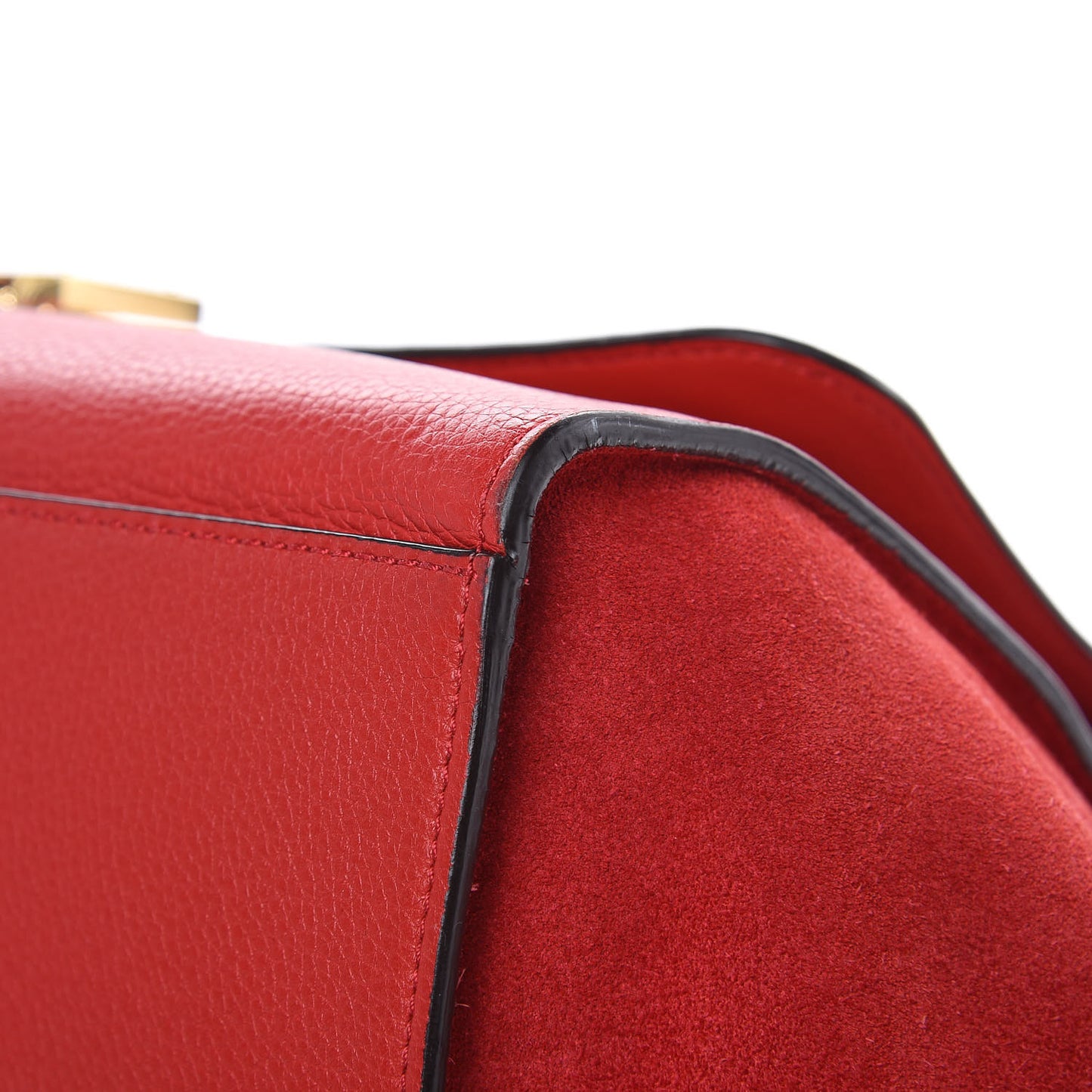 Drummed Calfskin Suede Medium Trapeze Coquelicot