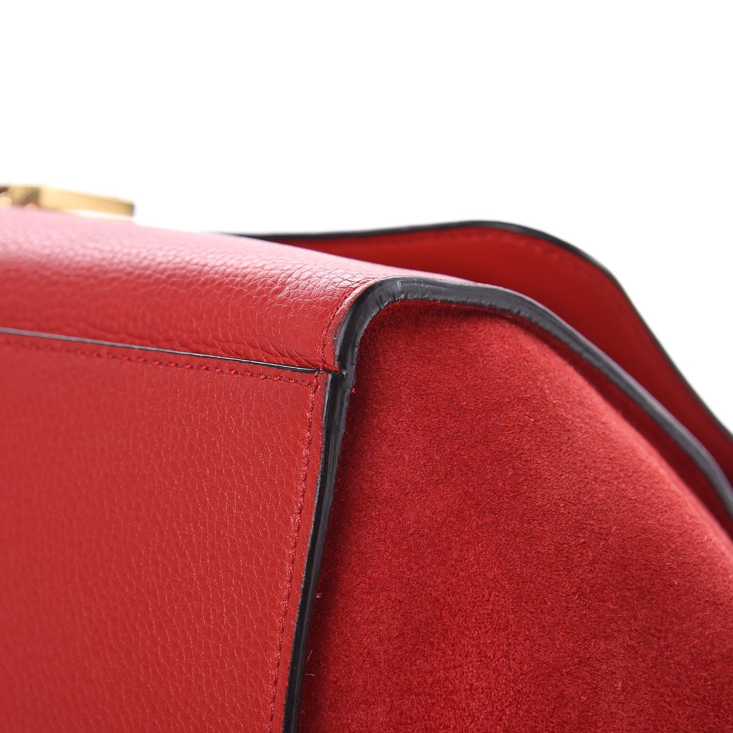 Celine Drummed Calfskin Suede Medium Trapeze Coquelicot 10 of 17