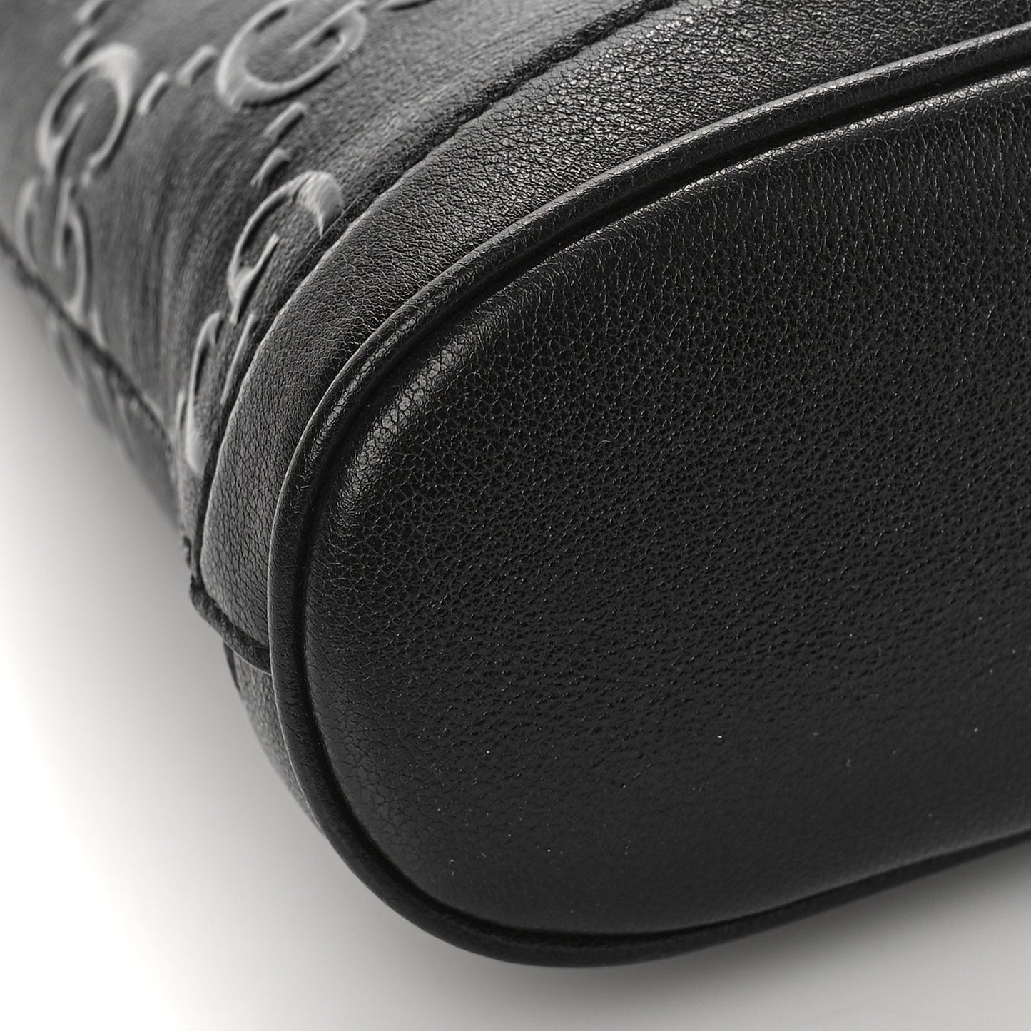 Wonka Grain Calfskin GG Monogram Debossed Small Padlock Shoulder Bag Black