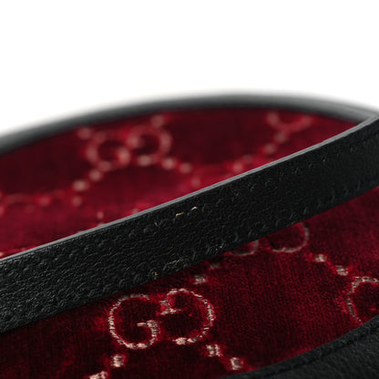 Gucci Velvet GG Monogram Textured Calfskin Round Shoulder Bag Red Cipria Black 11 of 11