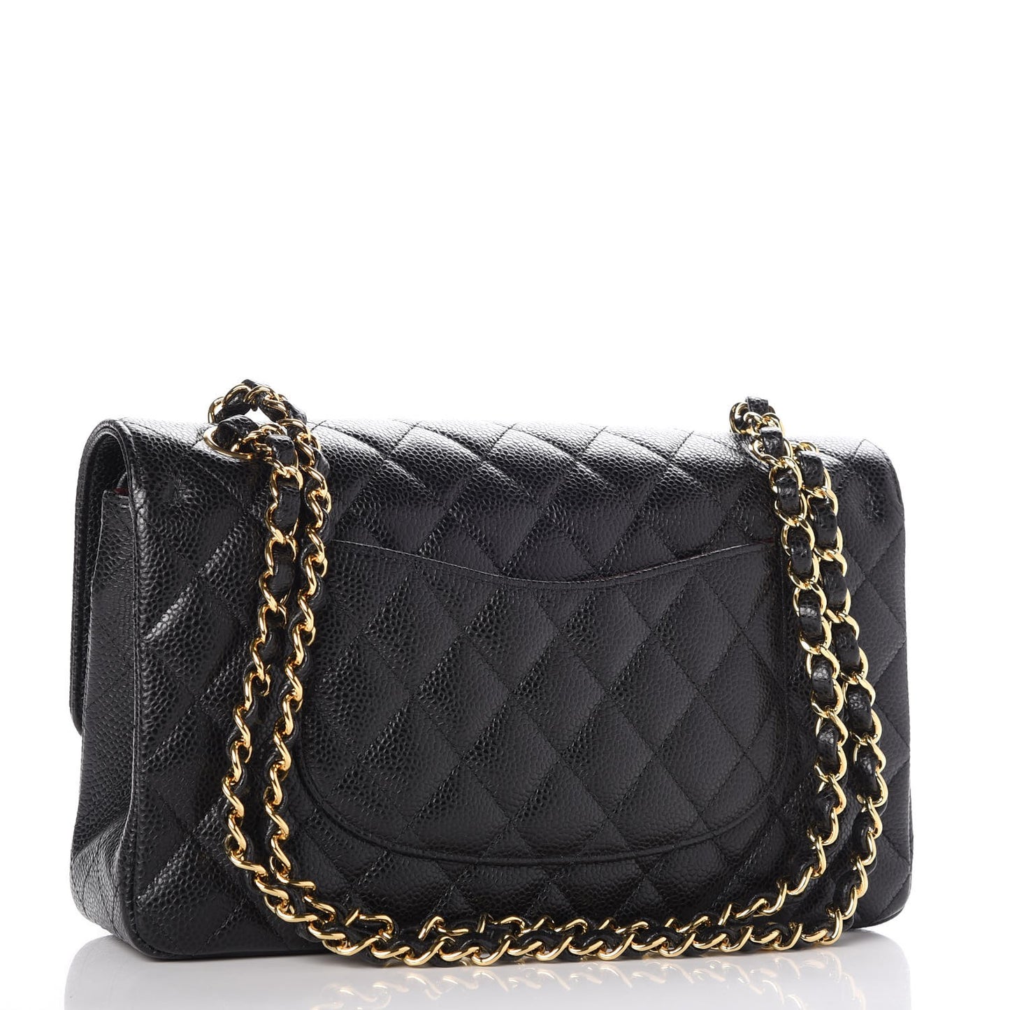 Caviar Quilted Medium Double Flap Black