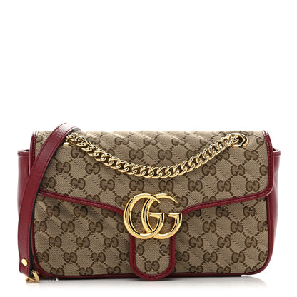 Gucci Monogram Azalea Calfskin Matelasse Diagonal Mini GG Marmont Shoulder Bag Beige Ebony New Cherry Red 1 of 10