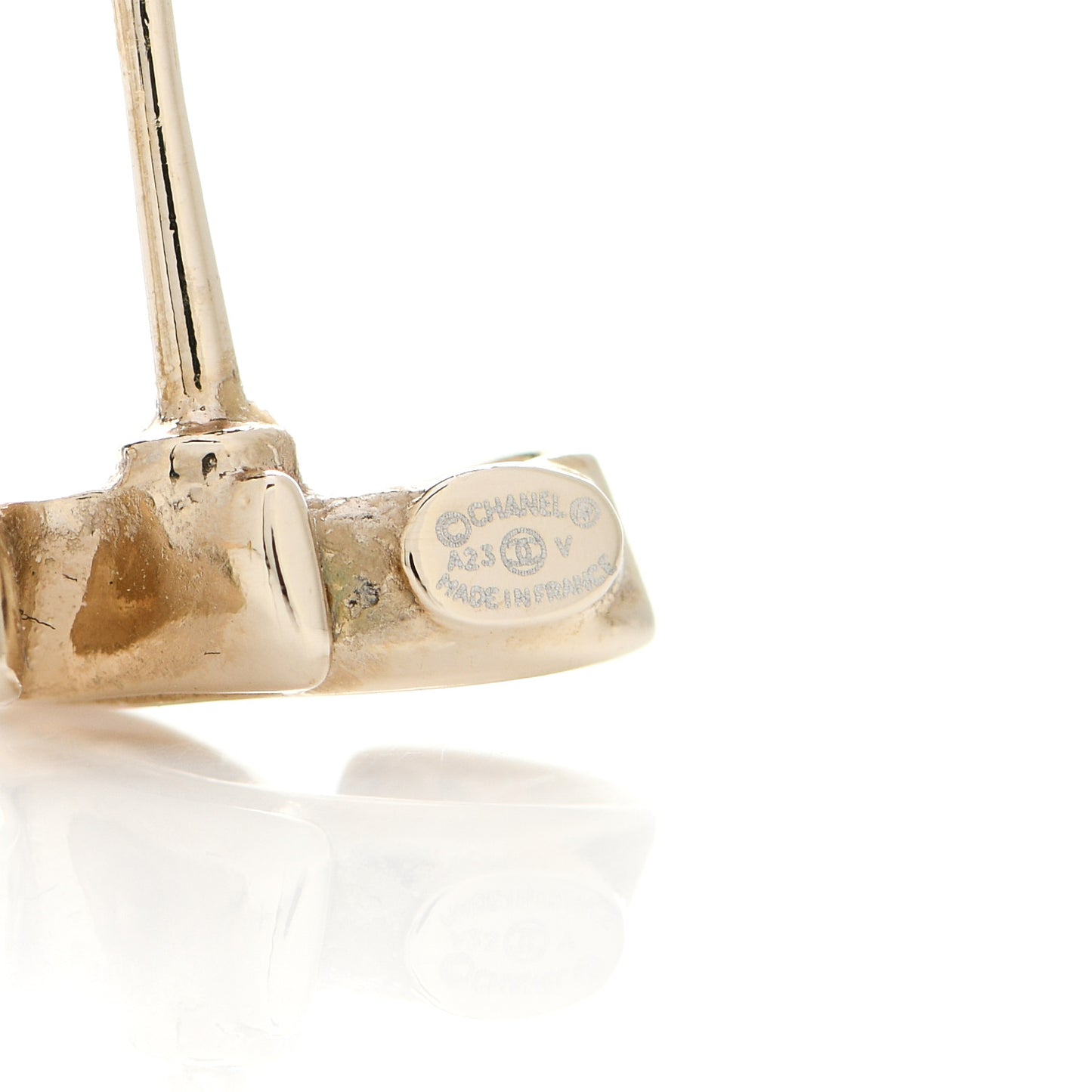 Metal Crystal Coco Script CC Climber Earrings Gold