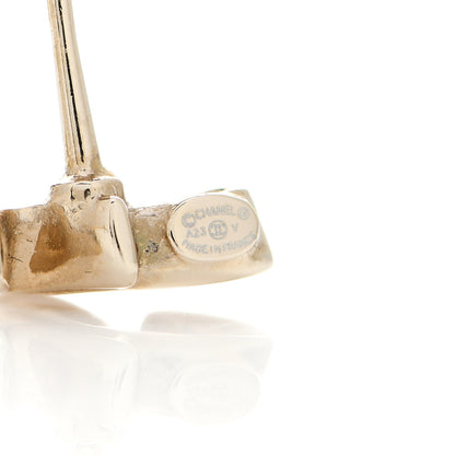 Chanel Metal Crystal Coco Script CC Climber Earrings Gold 4 of 5