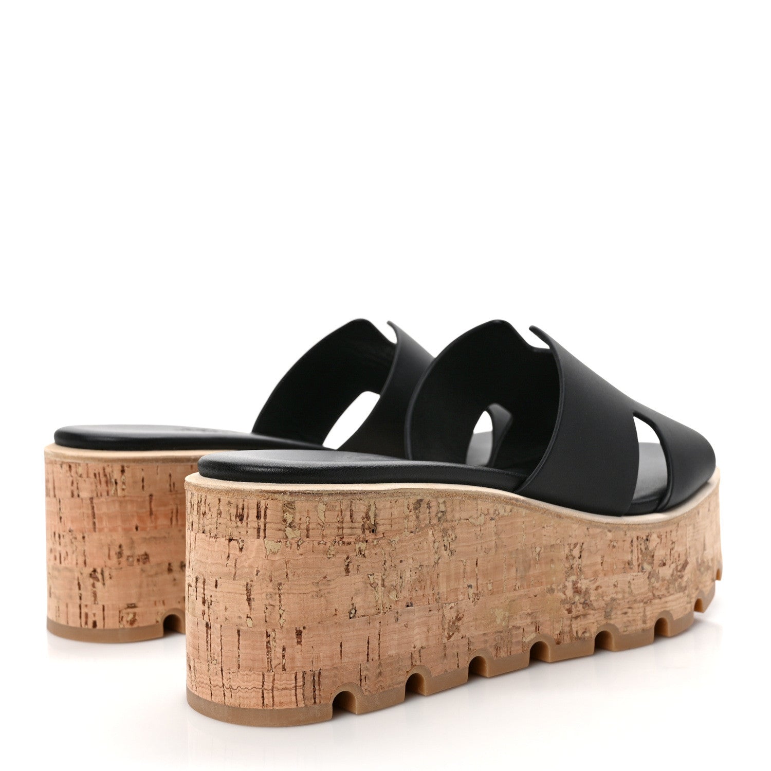 Hermes Calfskin Cork Eze 30 Sandals 37 Black 4 of 7
