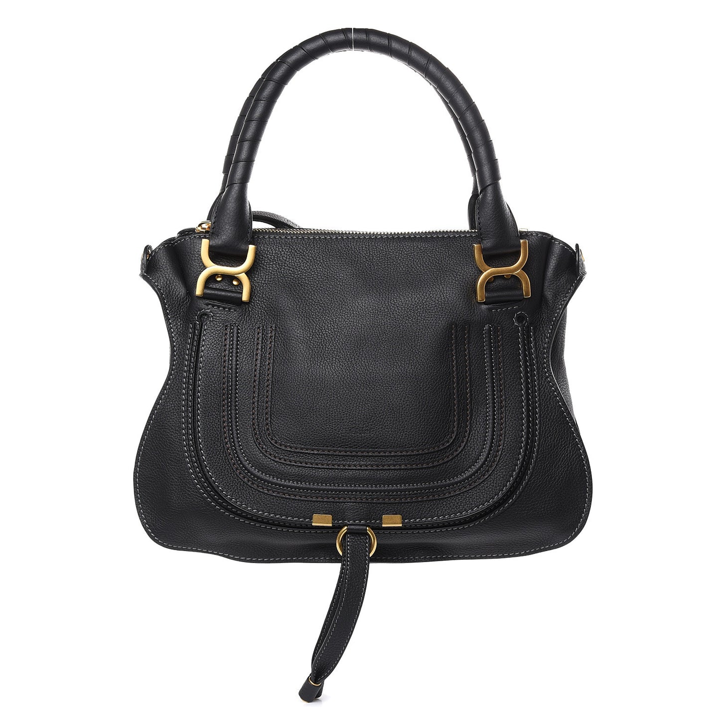 Calfskin Medium Marcie Satchel Black