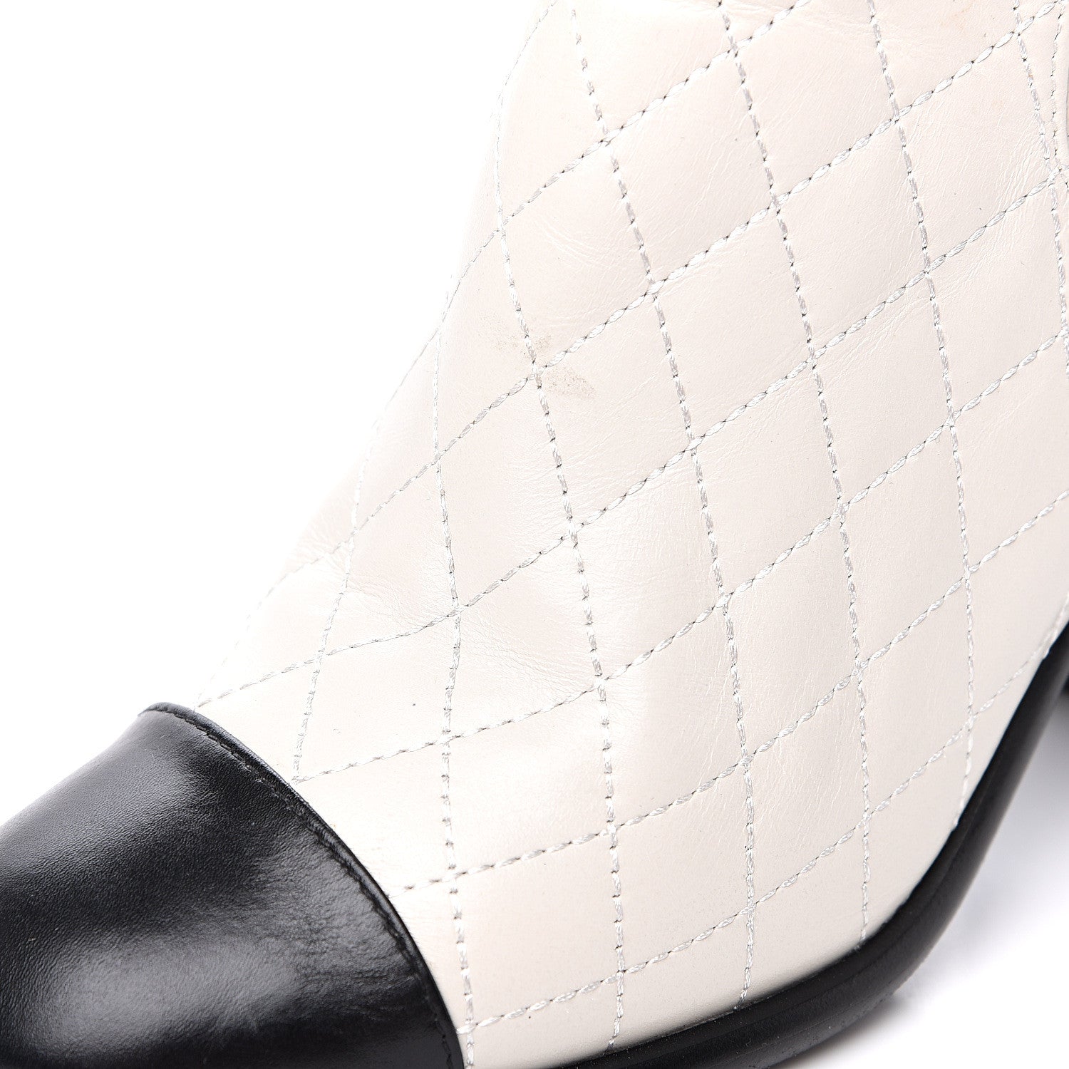 Chanel Calfskin Quilted Cap Toe Boots 38 White Black 11 of 11
