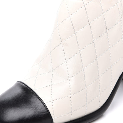 Chanel Calfskin Quilted Cap Toe Boots 38 White Black 11 of 11
