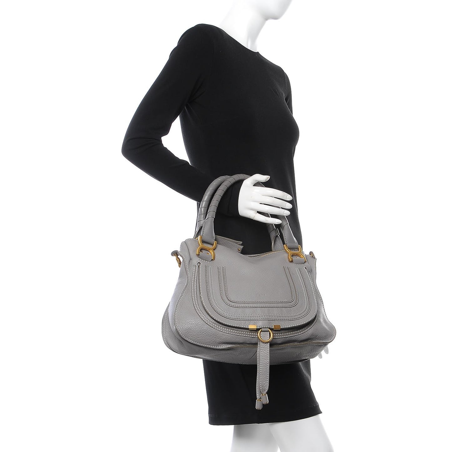 Calfskin Medium Marcie Satchel Cashmere Grey