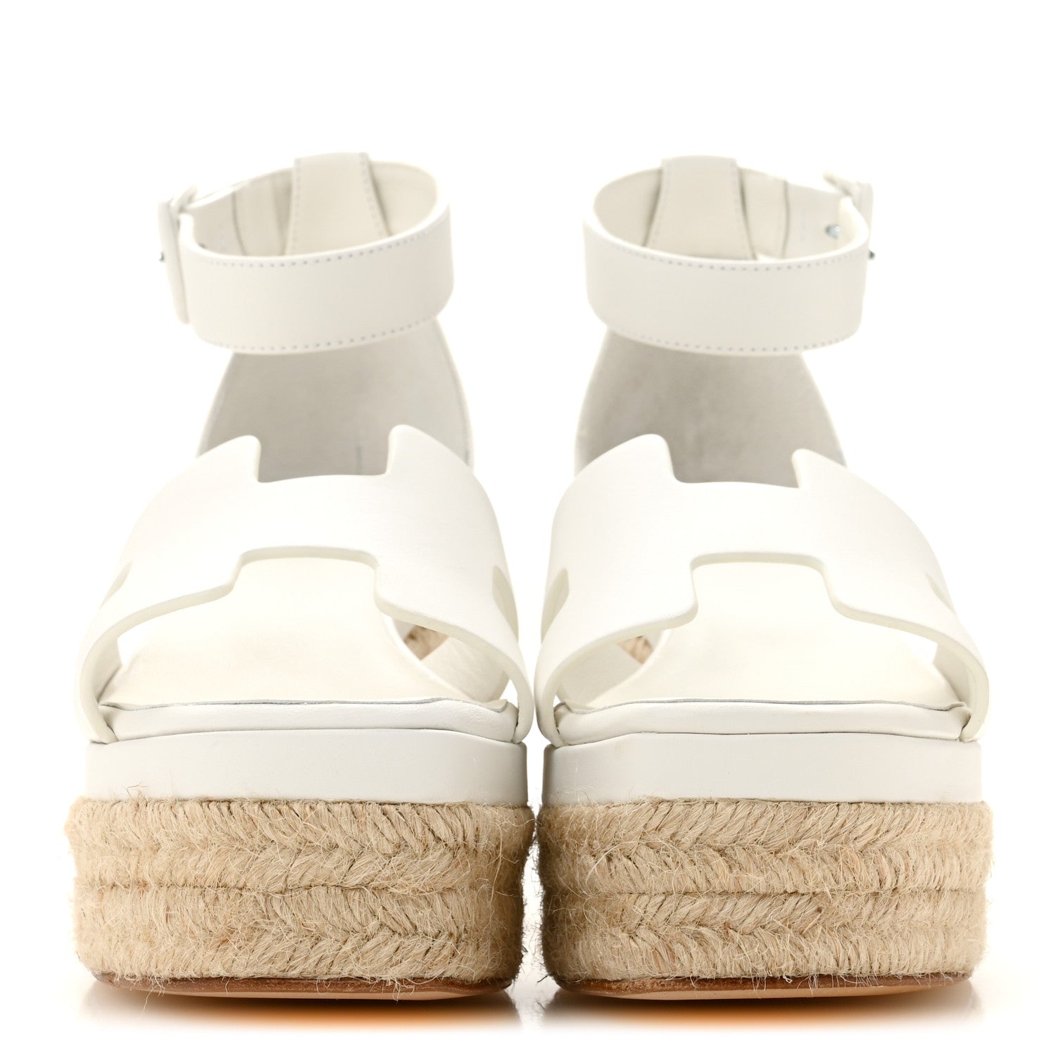 Hermes Goatskin Elda Espadrille Wedge Sandals 36 White 3 of 9