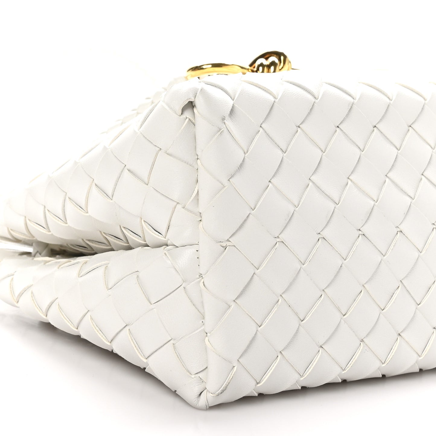 Nappa Intrecciato Small East West Andiamo Shoulder Bag White