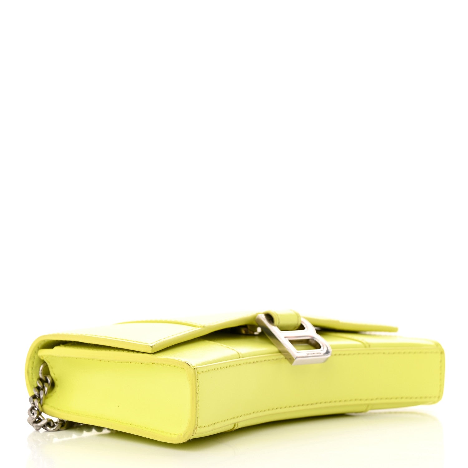Balenciaga Shiny Box Calfskin XS Hourglass Wallet On Chain Lime 4 of 12
