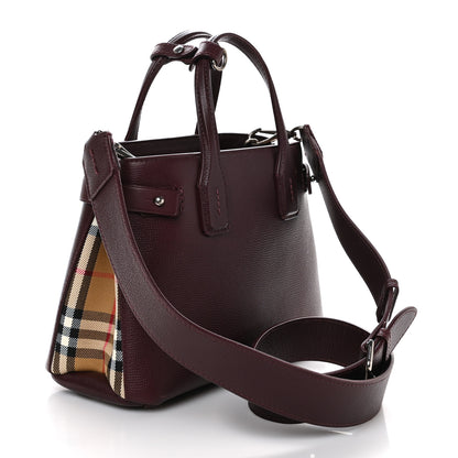 Burberry Grainy Calfskin House Check Small Banner Tote Mahogany Red 3 of 9