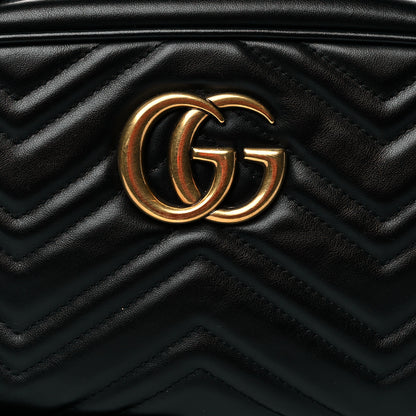 Gucci Calfskin Matelasse Small GG Marmont Chain Shoulder Bag Black 9 of 11