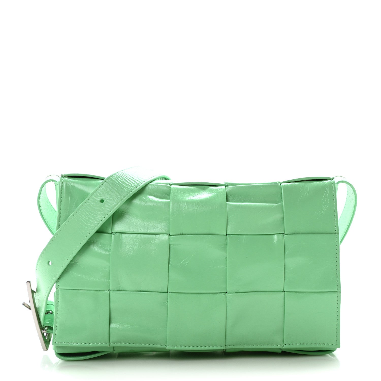 Bottega Veneta Paper Calfskin Maxi Intreccio Small Cassette Crossbody Bag Pistachio 1 of 9