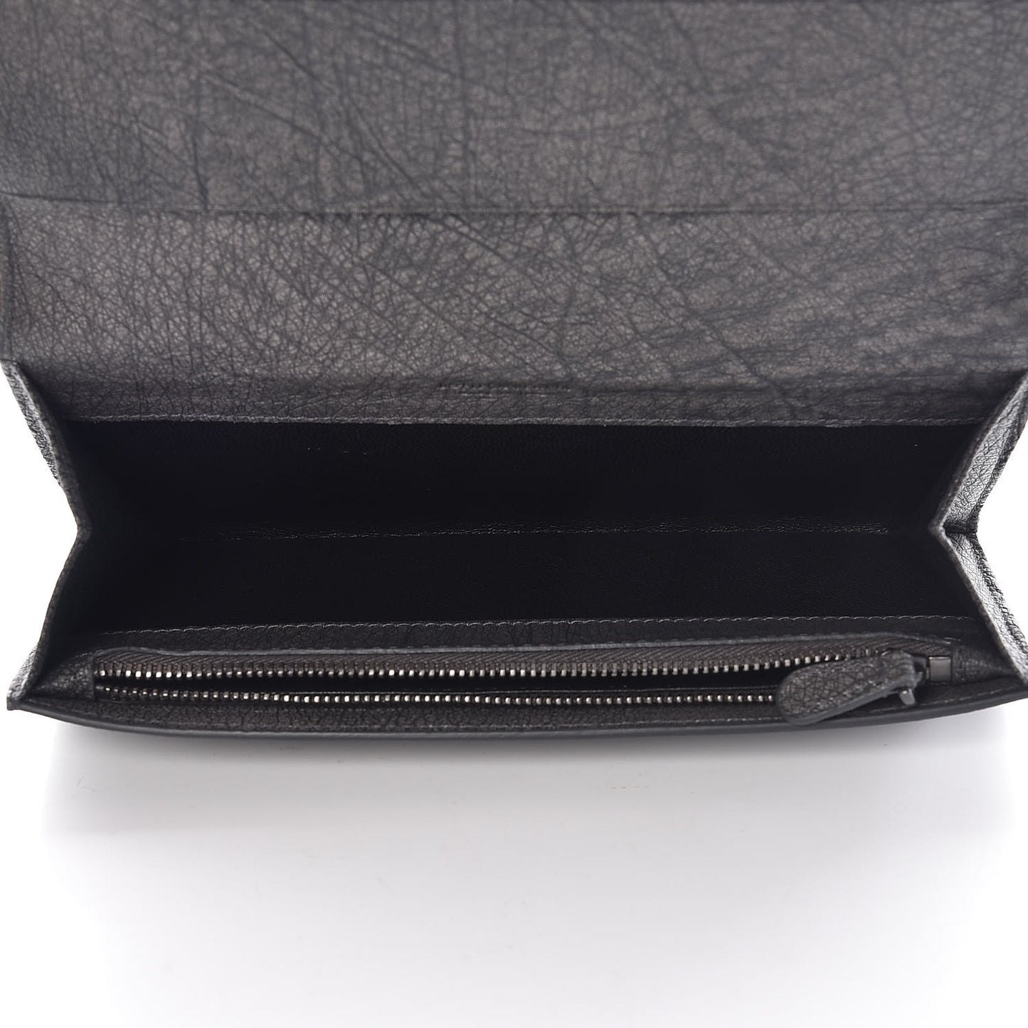 Ostrich Intrecciato Flap Wallet Ardoise