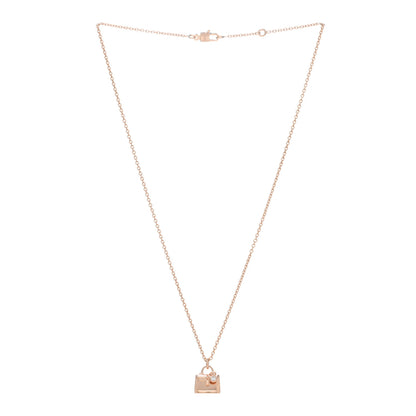 Hermes 18K Rose Gold Diamond Kelly Pendant Necklace 2 of 5