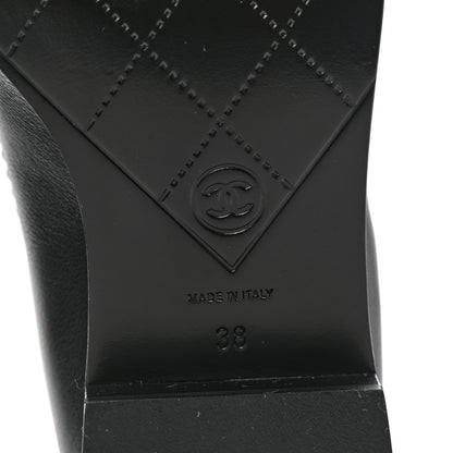 Chanel Calfskin CC Mocassin Loafers 38 Brown Black 6 of 8
