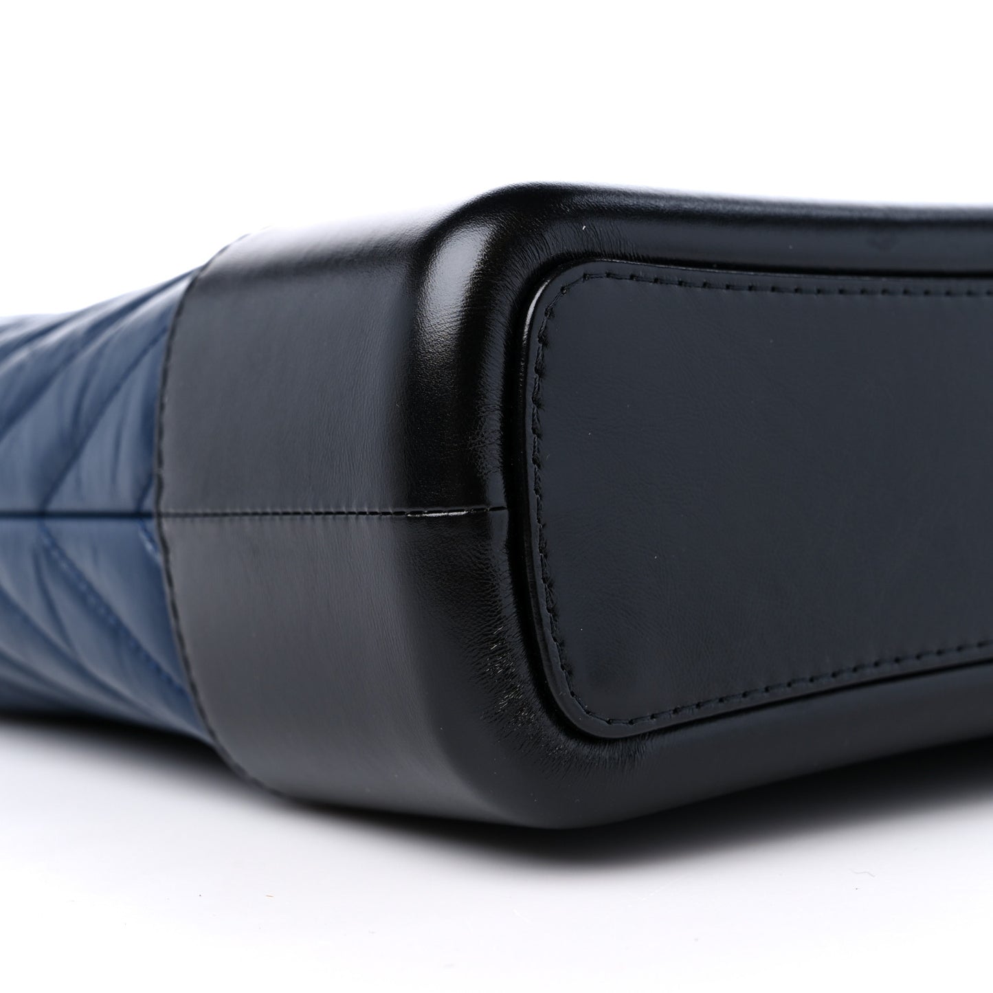 Aged Calfskin Chevron Quilted Medium Gabrielle Hobo Navy Black