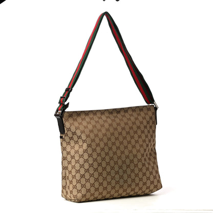 Gucci Monogram Web Medium Flat Messenger Bag Brown 2 of 4
