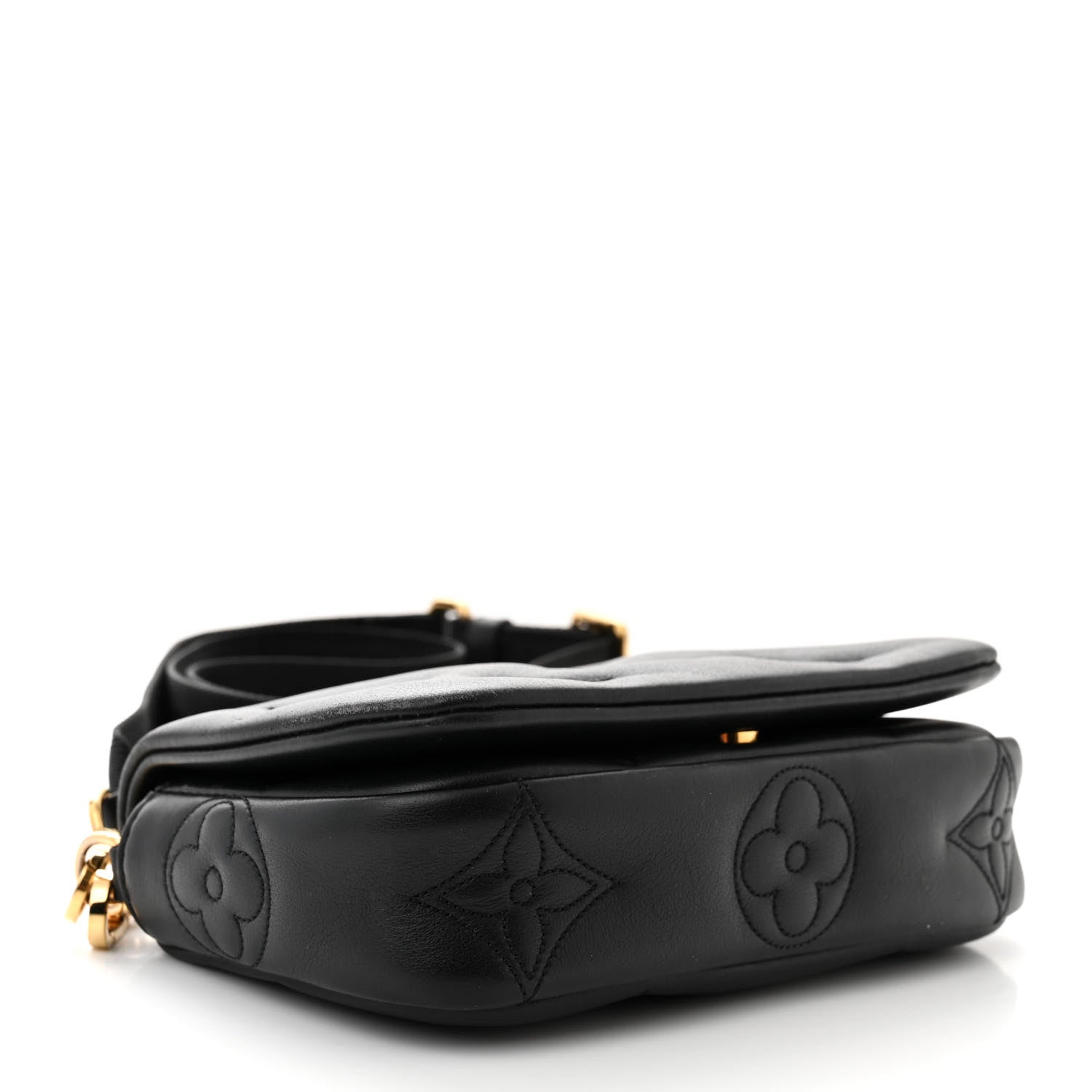 Louis Vuitton Calfskin Bubblegram Wallet On Strap Black 4 of 12