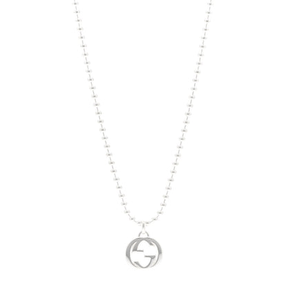 Gucci Sterling Silver Interlocking GG Pendant Beaded Necklace 1 of 4