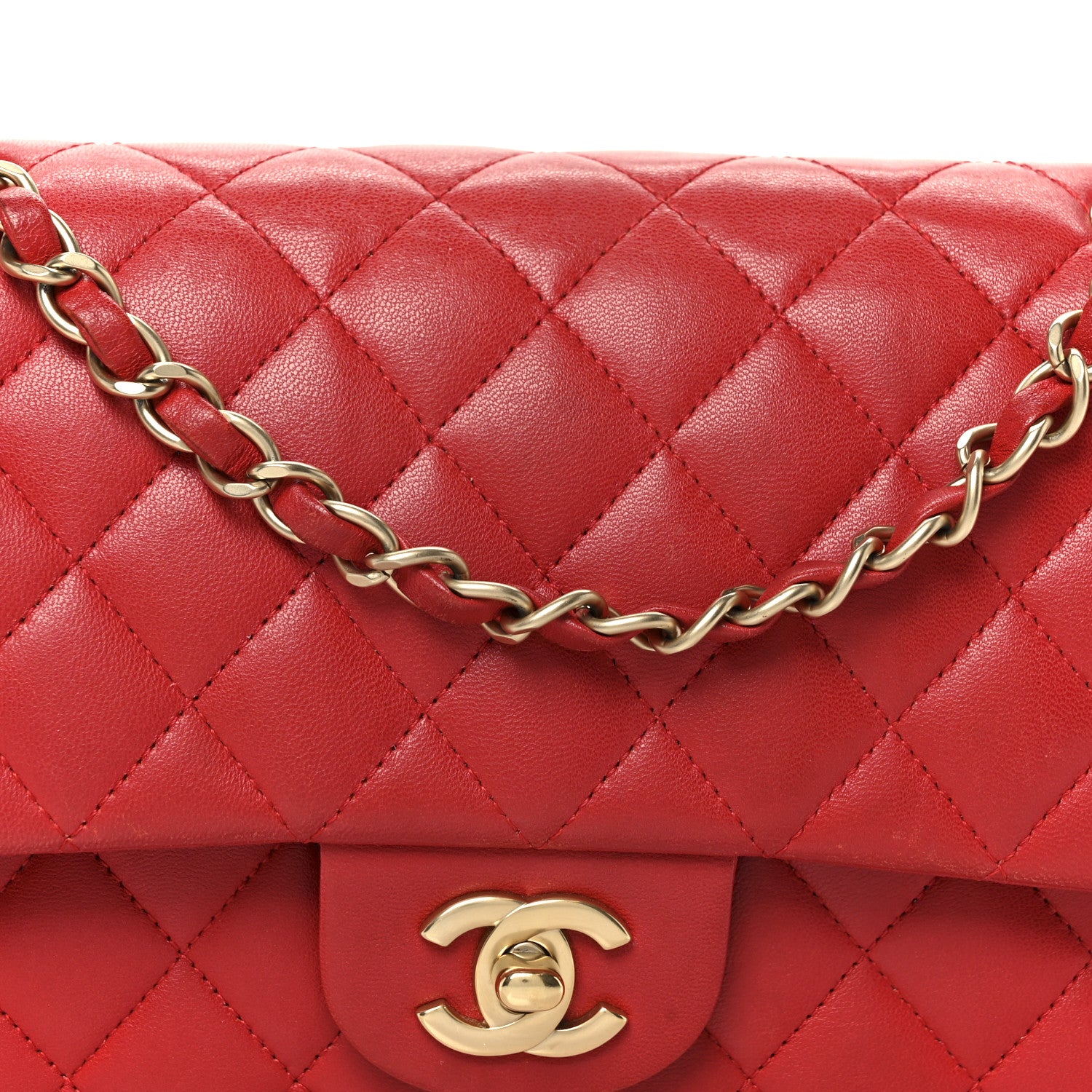 Chanel Lambskin Quilted Medium Double Flap Red 9 of 11