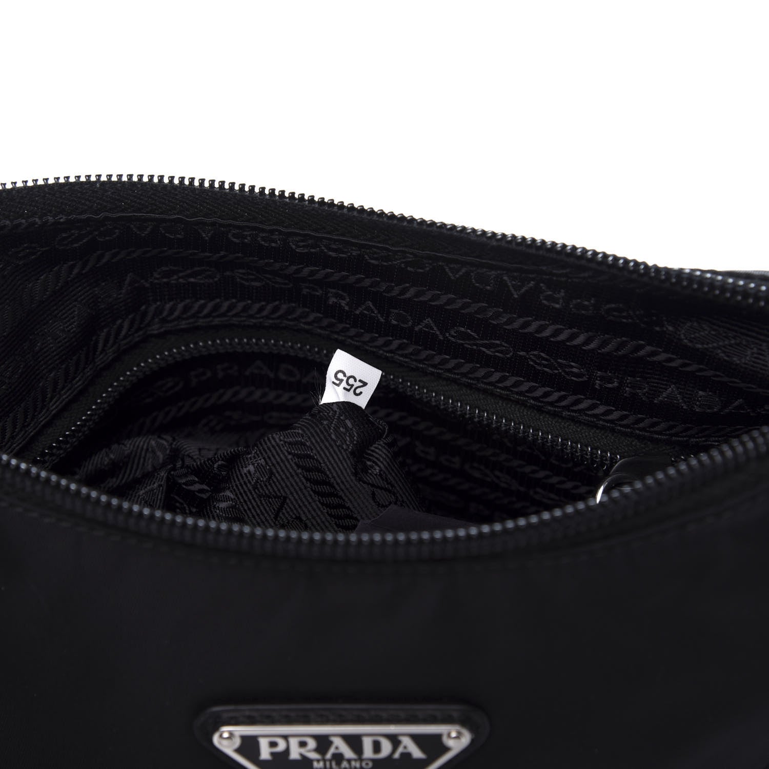 Prada Tessuto Nylon Studded New Vela Hobo Black Fuoco 9 of 12