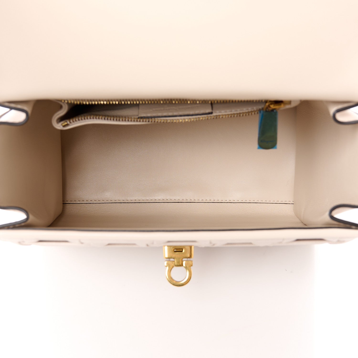 Salvatore Ferragamo Lambskin Woven Small Boxyz Bone 5 of 10