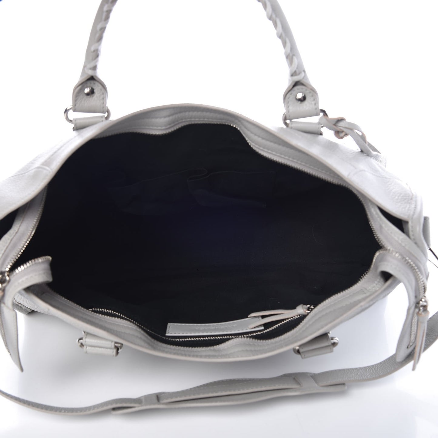 Chevre Silver Metallic Edge Hardware City Gris Glace