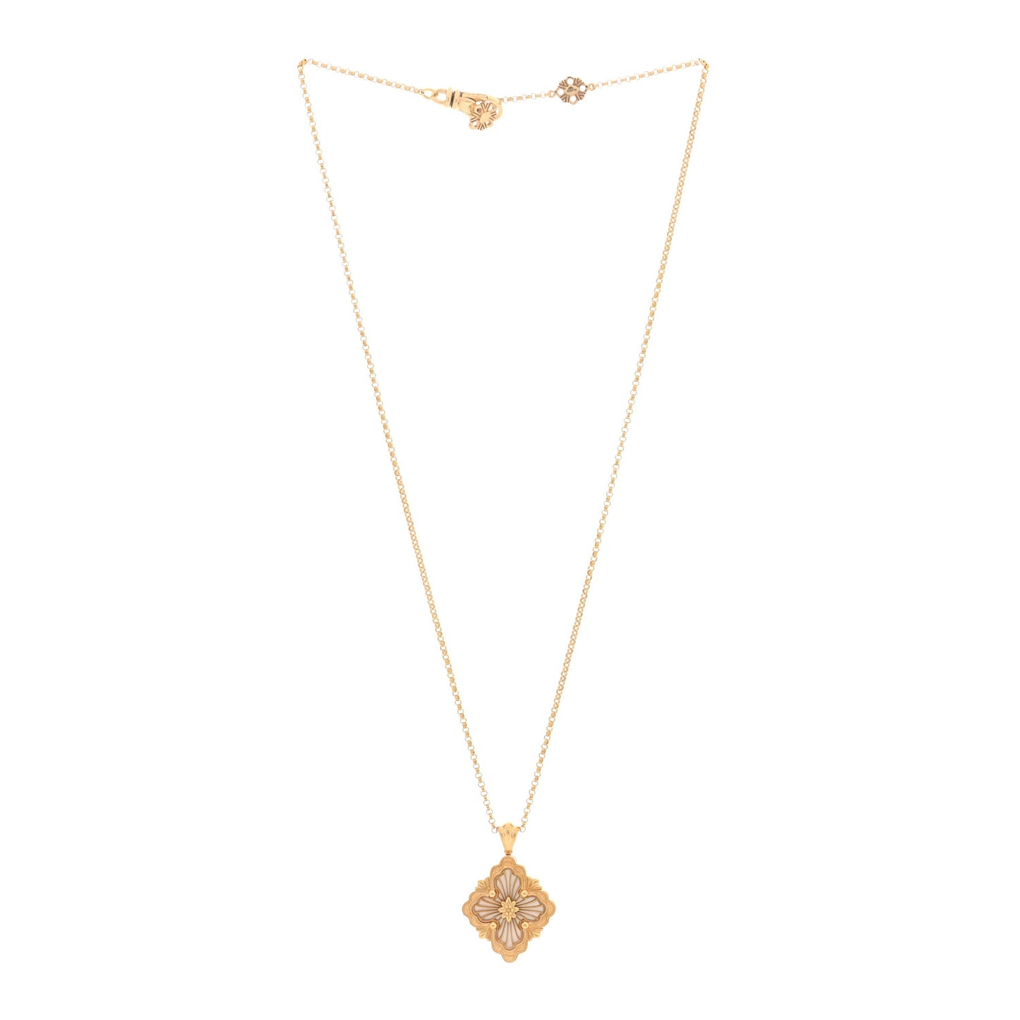 18K Yellow Gold Mother of Pearl Opera Tulle Pendant Necklace